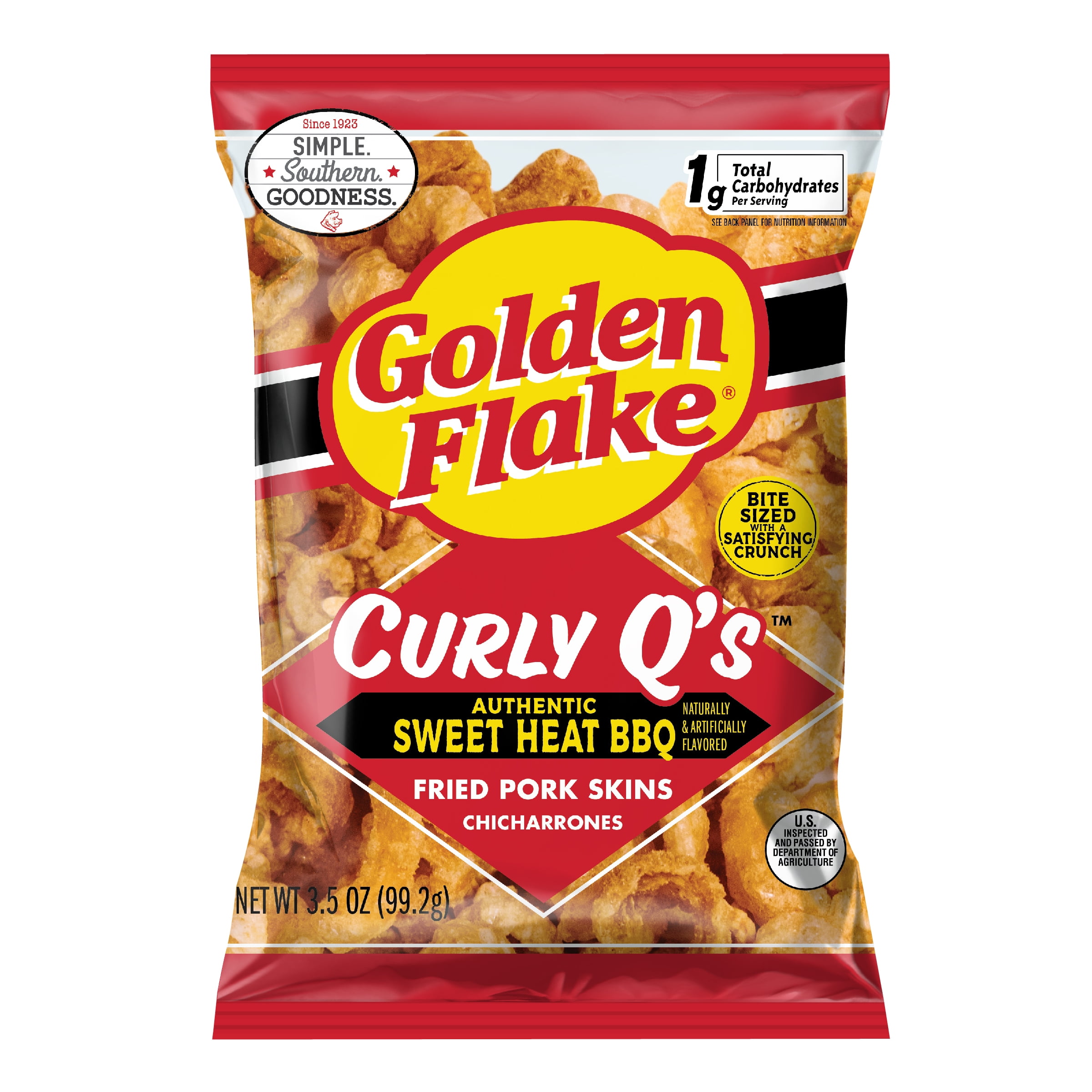 Golden Flake Sweet Heat BBQ Curly Q Pork Skins 3.5oz