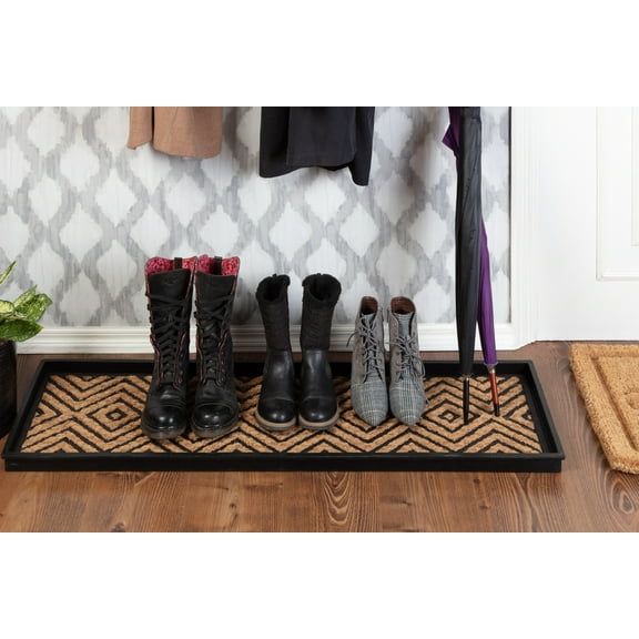 Natural & Recycled Rubber Boot Tray with Diamond Coir and Rubber Insert