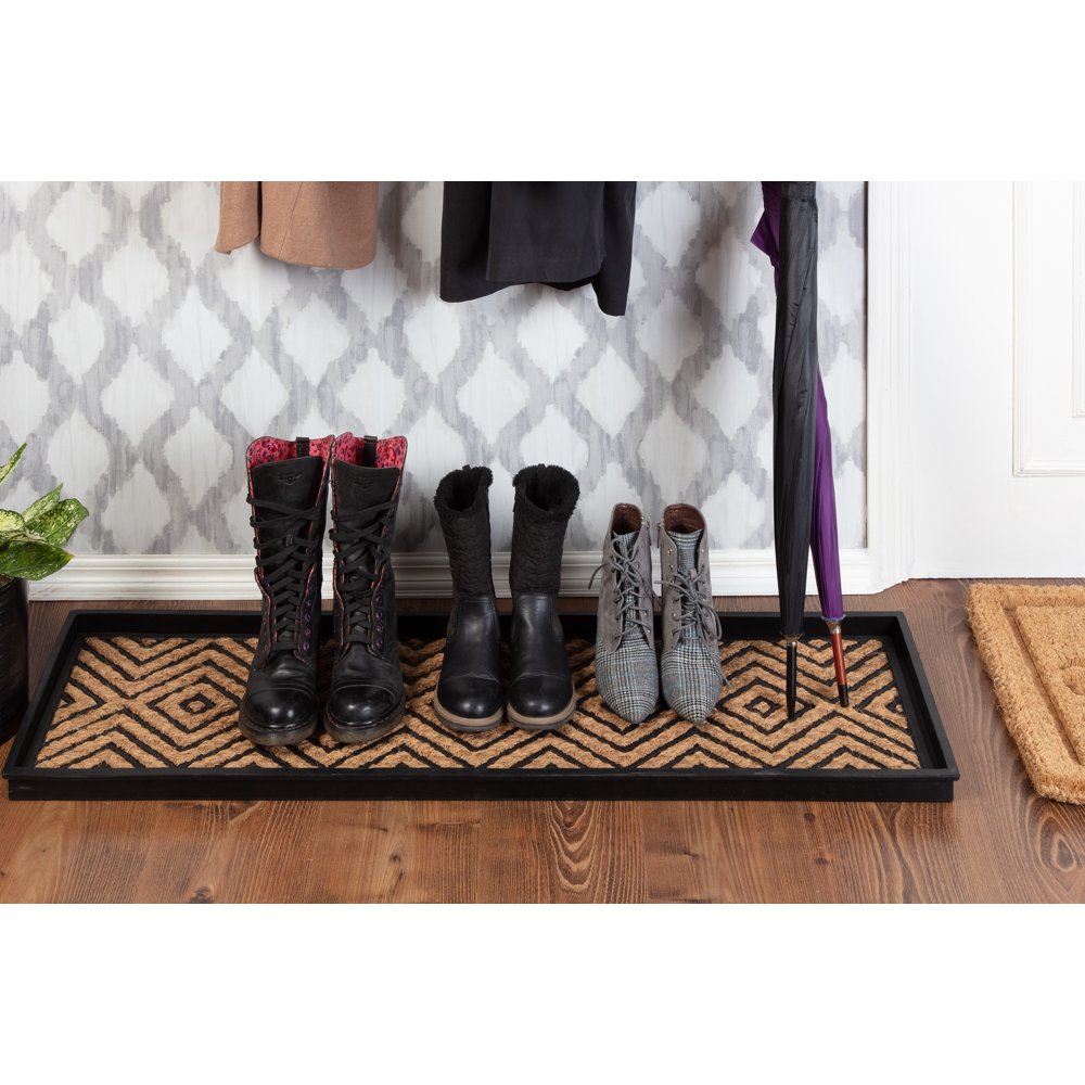 Natural & Recycled Rubber Boot Tray with Diamond Coir and Rubber Insert