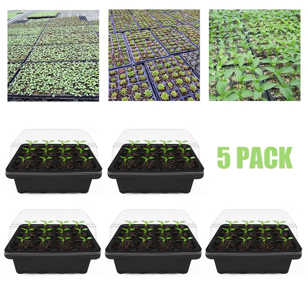 5 pcs Mini Greenhouse Seed Starter Tray Seedling Nursery Grow Cells Plant Set US 