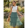 thumbnail image 2 of DARING DIVA Women's Midi Elastic A-Line Ruffle Flowy Skirts Small Green, 2 of 8