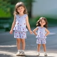 thumbnail image 2 of Faraee Toddler Girl Clothes Baby Strawberry Print 2 Piece Stripe Summer Outfits Ruffle Hem Vest Shirt Tank Tops Shorts Set (18-24M,Blue), 2 of 7