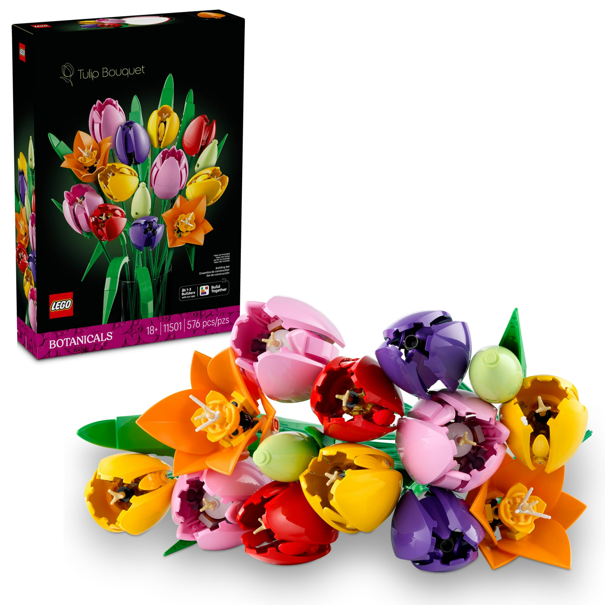 LEGO Botanicals Tulip Bouquet Building Set for Adults - Artificial Flowers for Home, Bedroom, Book Shelf Decor - Women & Men, Ages 18+ - Gift for Birthdays - 11501
