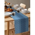 thumbnail image 6 of Table Runner Dresser Scarves 72 Inch Long, Wave Dotted Line Texture Linen Dining Table Runners Modern Blue Gradient Ombre Tabletop Scarf for Wedding Holiday Party Kitchen, 6 of 7