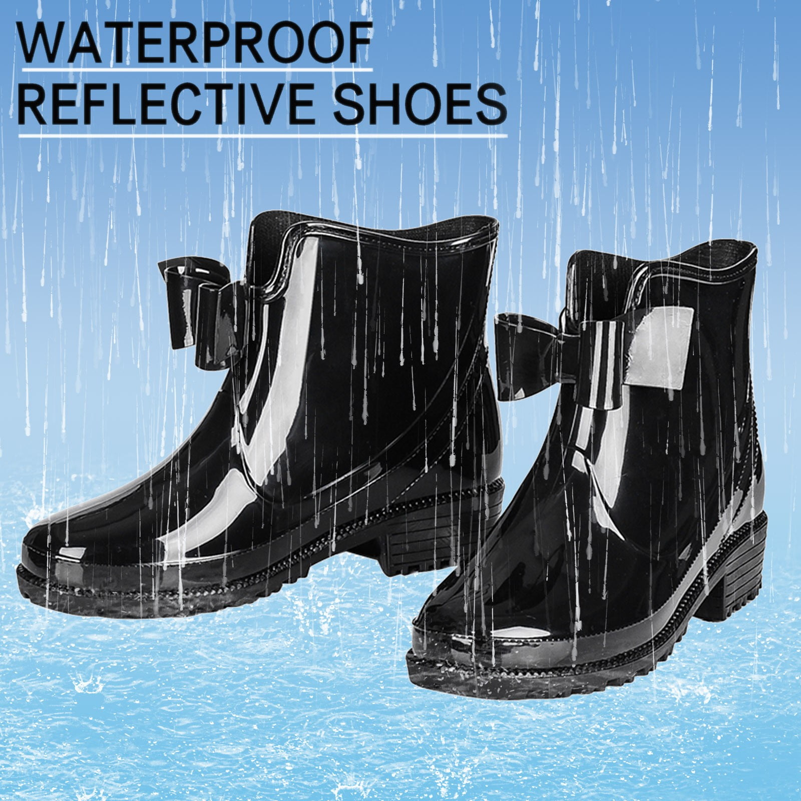 Sunbona Women Rain Shoes Waterproof Shoes Comfortable Light Ankle Rain Boots Frosted Outdoor Rain Boots Lightweight Grippy and Fashion
