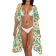 thumbnail image 2 of HELLHERO Long Long Kimono Swimsuit Cover Up for Beach Polyester Lightweight Bathing Suit Cover Up Multicolor Flower Field, 2 of 5