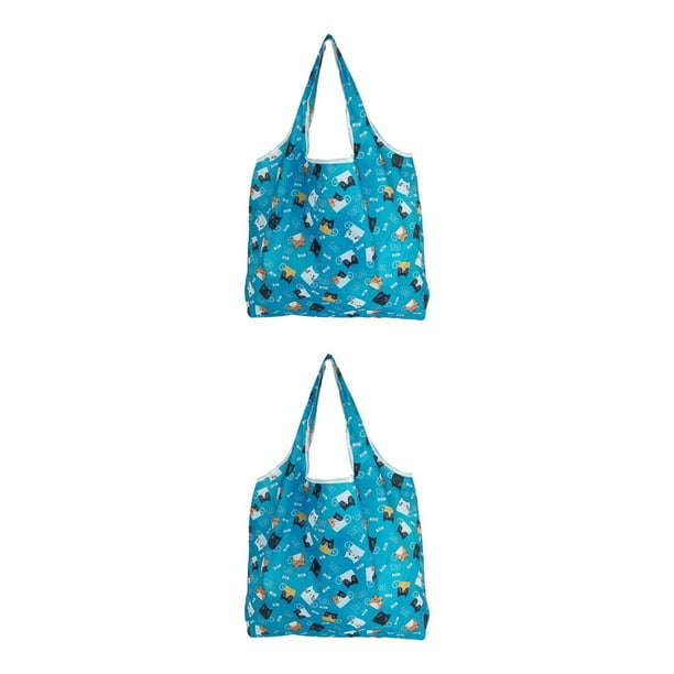 Qarigey Bolsa de almacenamiento de gran capacidad, bolsas de compras a la moda, bolsa plegable portátil, paquete de ropa vegetal para deportes Animal azul 2Conjunto
