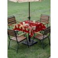 thumbnail image 3 of Outdoor Tablecloth with Umbrella Hole and Zipper, Gingerbread Red Square Table Cloth 60x60 Inch Waterproof Tablecloth, Christmas Winter Snowflake Picnic Table Cover for Patio Camping, 3 of 7