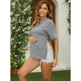 thumbnail image 3 of DARING DIVA Women's Maternity Hidden Zipper Cotton Short Sleeve Nursing Tops L Gray, 3 of 7