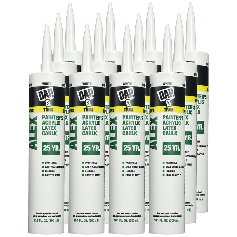 DAP 18670 ALEX PAINTER's Acrylic Latex Caulk, 10.1. oz, White, 12Pack