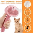 thumbnail image 3 of Cat Steam Brush for Shedding, 4 in 1 with Release Button, Self Cleaning Pet Misting Hair Comb with Handle for Grooming Kitten Dog(Pink), 3 of 6