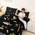 thumbnail image 4 of Manfei Rustic Pike Fish Queen Sheets, Cartoon Fishing Gear Queen Sheet Sets, Black, 4pcs, 1 Flat Sheet, 1 Fitted Sheet and 2 Pillowcases, 4 of 6