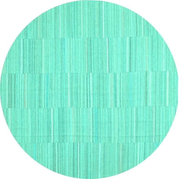 Ahgly Company Indoor Round Solid Turquoise Blue Modern Area Rugs, 4' Round