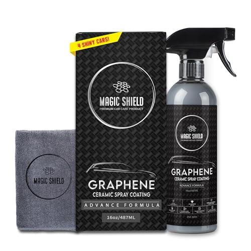 Magic Shield Graphene Ceramic Spray Coating for Cars, Quick & Easy Application Motorcycles, Boats & More - Professional-Grade Sealant for Maximum Gloss & Shine - Waterless Wash & Wax - 16oz Bottle