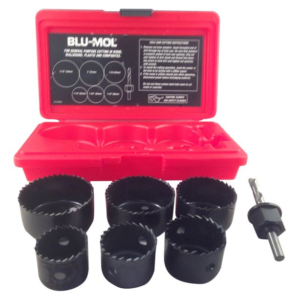 Disston 6561 BluMol Carbon Steel Hole Saw Kit, 7 Pieces