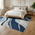 thumbnail image 3 of ODIKA 6'x9' Washable Area Rug Abstract Wave Sage Brushstrokes Subtle Dot Details Edges That for Family Room, Living Room, Master Bedroom, Non-Slip, Easy Care, 3 of 7