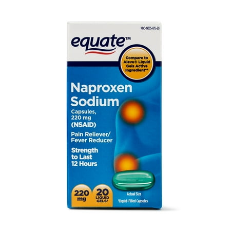 Equate Pain Relief Naproxen Sodium Gelcaps, 220 mg, 20 Ct Equate Pain Relief Naproxen Sodium Gelcaps, 220 mg, 20 Ct