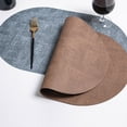 thumbnail image 4 of Placemats Set of 4, Heat Resistant Oval Faux Leather Place Mats 12x 17 Inch, Waterproof Wipeable PU Placemat for Kitchen Dining Table, Indoor & Outdoor, Brown, 4 of 6