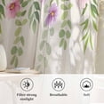 thumbnail image 6 of Colorful Flowers Semi Sheer Curtains Drapes for Living Room,Bedroom,French Doors Window 54 Inches Long,Spring Floral Leaves Botanical Country Beige Rod Pocket Chiffon Curtain Voile Drapery Panel, 6 of 8