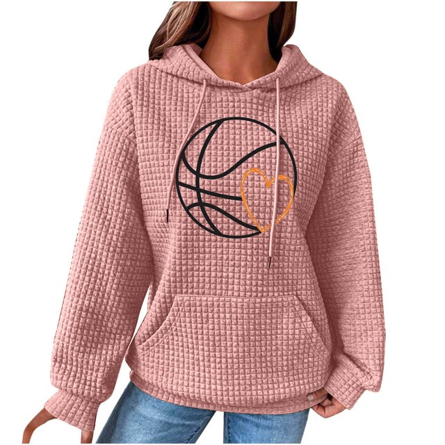 Sweats à Capuche pour Femmes à la Mode Femmes à Manches Longues Col Rond Femmes Sweat-Shirts à Capuche Tops Blouse en Vrac Cordon de Serrage Poche Sweat à Capuche