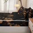 thumbnail image 5 of Homewish Goth Sugar Skull Zipper Queen Comforter Set with Fitted Sheet and 2 Pillowcases,Skeleton Halloween Zipper Bedding Set,Brown,Black Reversible,4pcs, 5 of 8