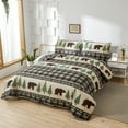 thumbnail image 2 of Green Essen Rustic Quilt Sets Queen/Full Size Lodge Bedding Set Reversible Microfiber Moose Bear Bedspread Plaid Coverlet Cabin Decor, 1 Quilt & 2 Pillow Shams, 2 of 6