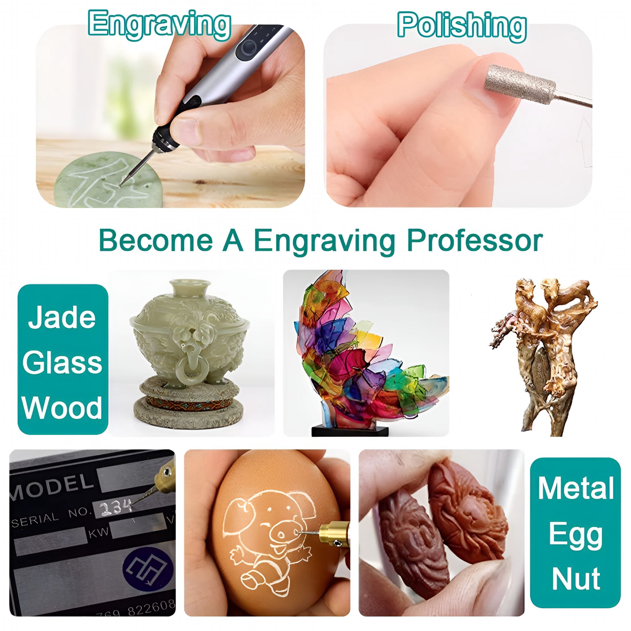 EXLEAF 2026 New Engraving Pen Kit- Rechargeable Diy Tool for Metal Wood Glass Plastic,30 Bits Included,Beginner Friendly,Portable Engraver for Crafts Jewelry,5000-15000 Rpm Precision Engraving
