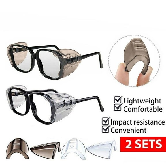 2 Pairs Universal Side Shields for Eyeglasses, Slip-On Protective Eye Shields, Soft TPU Wind & Particle Protection, Easy to Install on Most Glasses