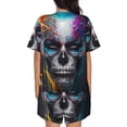 thumbnail image 6 of Rateoe Modern Abstract Colorful Skull Pattern Women's Short-Sleeved Pajama Set - 2 Piece Soft and Lightweight Sleepwear Set-X-Large, 6 of 7