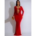 thumbnail image 2 of Vestido elegante de estilo bohemio para mujer, vestido playero de otoño-verano 2024, estilo vintage, de manga larga, con escote en V y cintura alta, 2 of 5