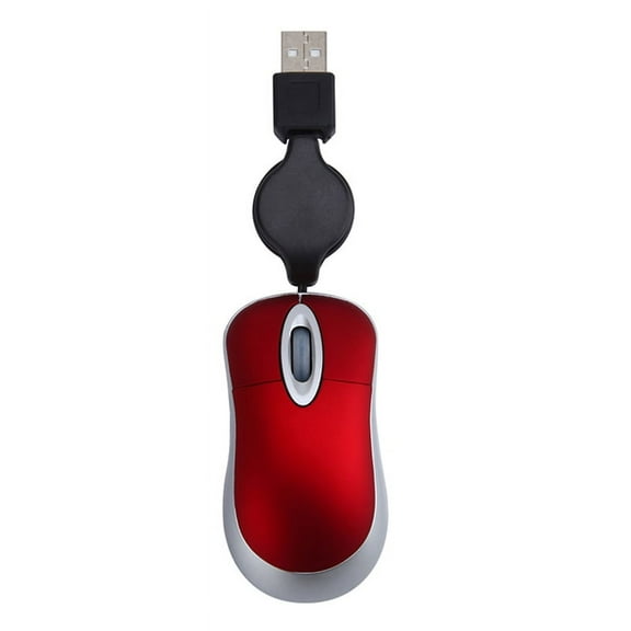 Mini USB Wired Mouse Retractable Cable Tiny Small Mouse 1600 DPI Optical Compact Travel Mice for 98 2000 XP Vista Ve