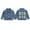 Blue, variant on Girls Denim Jacket Classic Long Sleeve Turn Down Collar Top with "BIG SIS" Print on Back Soft Breathable Denim for Casual and Daily Wear