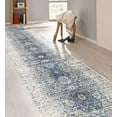 thumbnail image 3 of Pasargad Home Chelsea 2.08' x 8' Power-Loomed Navy/Ivory Runner Rug - All Ages, Indoors, 3 of 3