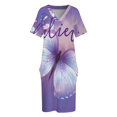 thumbnail image 3 of Believe ~ Vestido de mujer con bolsillo grande, vestido de mariposa, vestido de verano morado pastel diario para mujeres embarazadas, 3 of 6