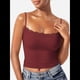 thumbnail image 2 of Camisola Básica de Encaje para Mujer, Cuello Cuadrado, Sin Mangas, Tirantes Finos Rojo Ladrillo XL, 2 of 6