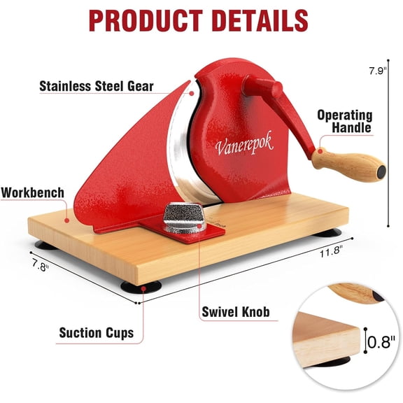 Manual Bread Slicer for Homemade Sourdough Bread - Stainless Steel Hand Crank Slicer with Adjustable Thickness & Suction Base for Commercial & Home Use