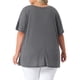 thumbnail image 3 of Blusa casual de talla grande para mujer Agnes Orinda, con cuello redondo, manga corta, color gris, con bolsillos, tamaño 1X, 3 of 6