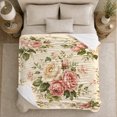 thumbnail image 5 of Vintage Botanical Rose Floral, Cozy Botanical Garden Scene, Warm Flannel Blanket for Sunroom and Reading Nook, Garden Lovers Thanksgiving Gift, Botanical Home Decor, 5 of 9