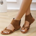 thumbnail image 2 of Anuirheih New Women's Sandals Fashion Roman Thong Flat Sandals Sandals Women Clearance(Brown), 2 of 8