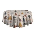 thumbnail image 5 of Beige Christmas Forest Animal Pattern Round Tablecloth 60"x60",Wrinkle Wipeable Table Cloth for Kitchen Dining Room Picnic Patio Party, 5 of 6