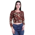 thumbnail image 1 of Moomaya Crop Tops à Col Rond pour Femmes Blouses en Jersey de Coton Imprimées T-Shirt, 1 of 4