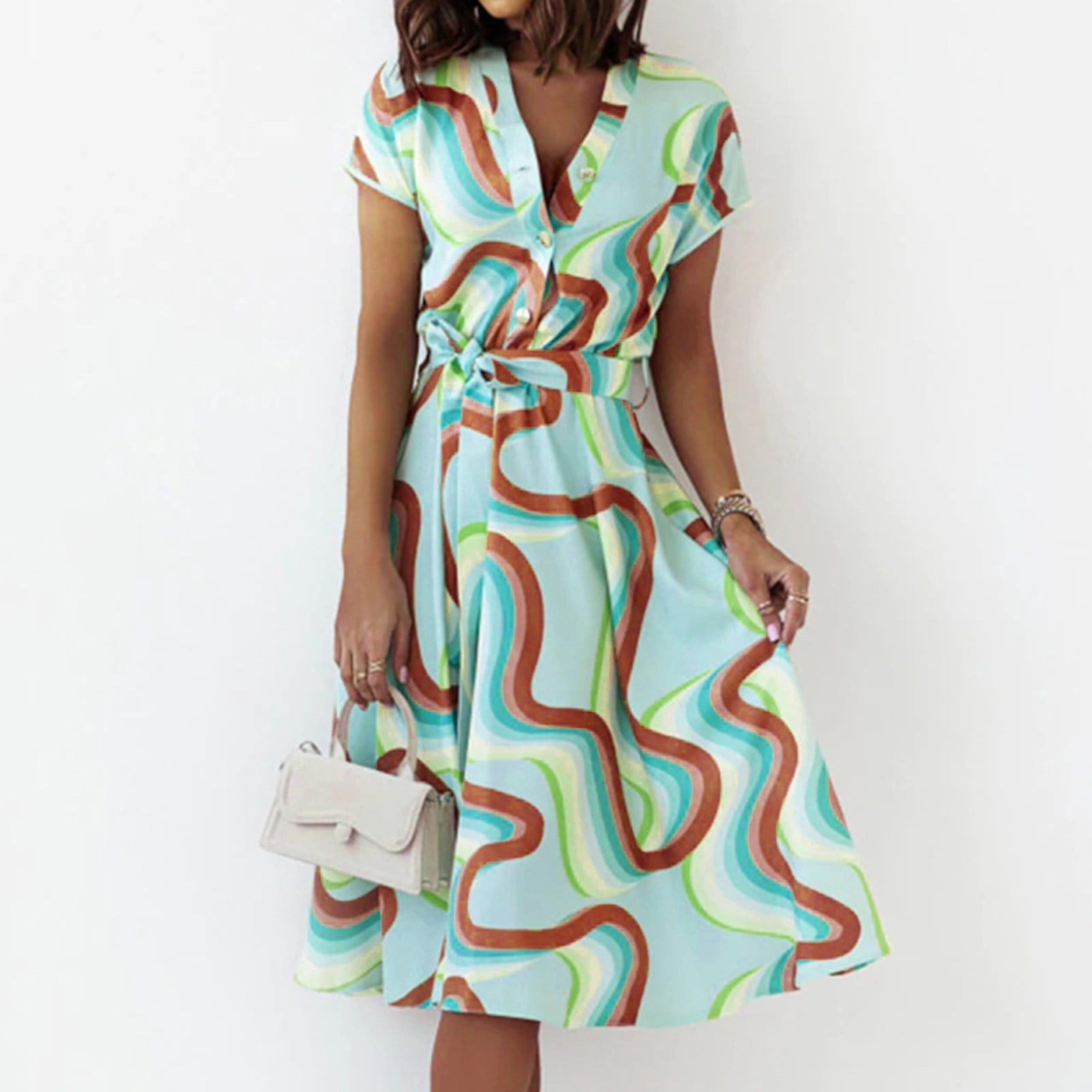 Summer Dresses For Women 2022 Beach Short Sleeve Tunic Casual Loose Fit  Mini Printed Dress Dress Ruffle Casual Summer Petite Maxi Dress Travel  Dresses for Women Business Casual for - Walmart.com