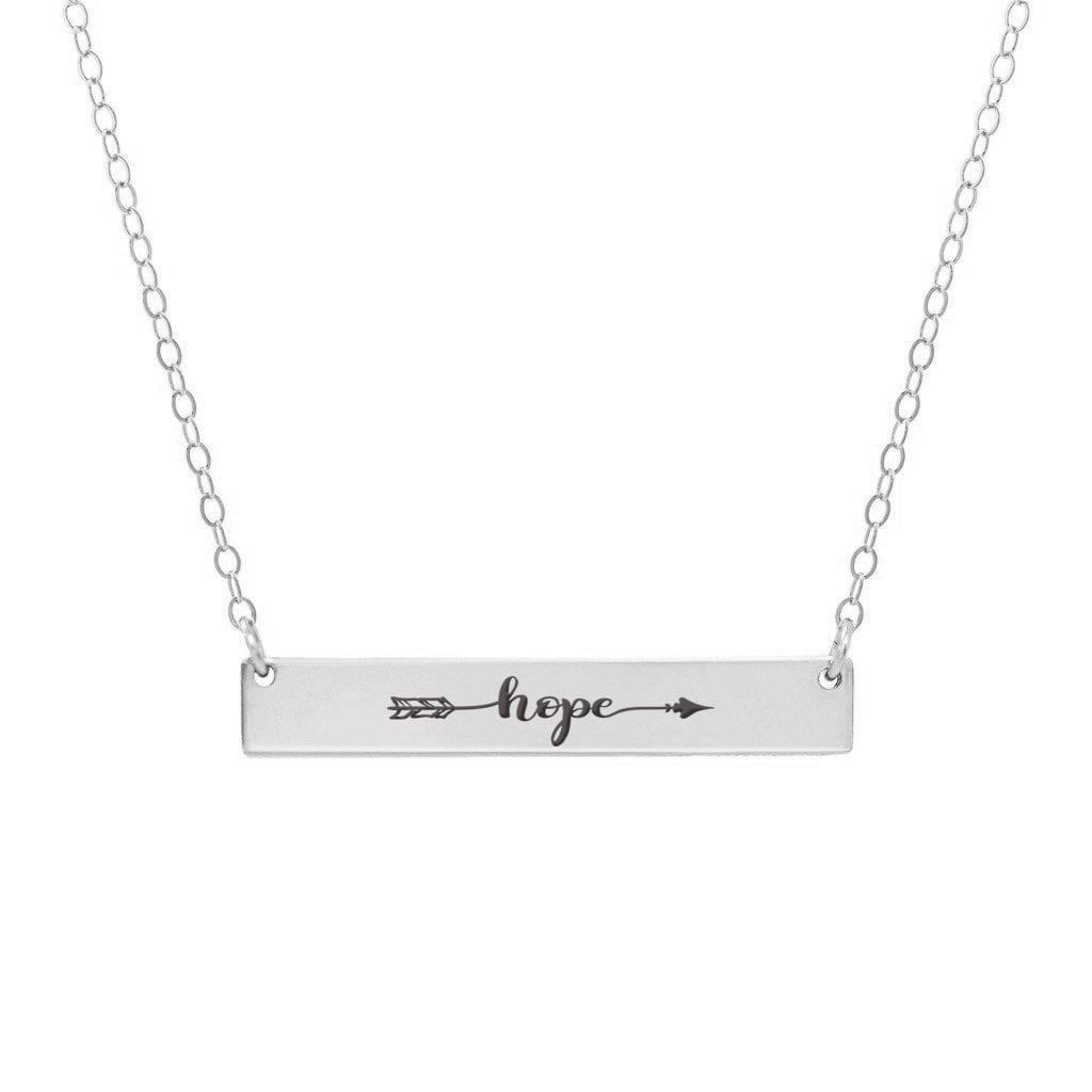 Custom Engraved Silver Bar Chain Necklace - Asteria One
