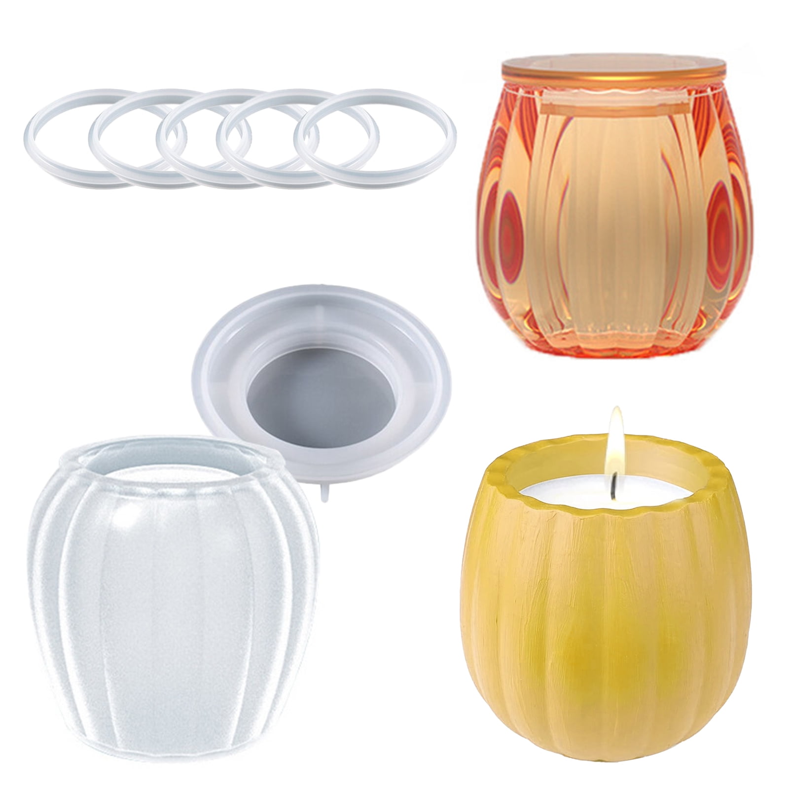 LingStar Silicone Candle Jar Molds With Lids Reusable Candle Making