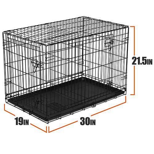 doggy② Vibrant Life Double-Door Metal Wire Dog Crate with Divider,30in