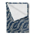 thumbnail image 2 of Abstract Soft Flannel Fleece Blanket, Bubbly Elements Bicolour Design Irregular Spots Stream Illustration, Cozy Plush for Indoor and Outdoor Use, 70" x 90", Night Blue and Champagne, by Ambesonne, 2 of 5