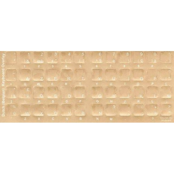 Dutch Keyboard Stickers - Labels - Overlays with White Characters for Black Computer Keyboard