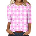 thumbnail image 1 of MSJUHEG Chemise de la Saint-Valentin Chemises de la Saint-Valentin Hauts du Nouvel An pour Femmes Chemises Imprimées Cœur pour Femmes Manches 3/4 Col Rond T-Shirts Graphiques Hauts de Vacances Rouge Pastèque TTG, 1 of 5