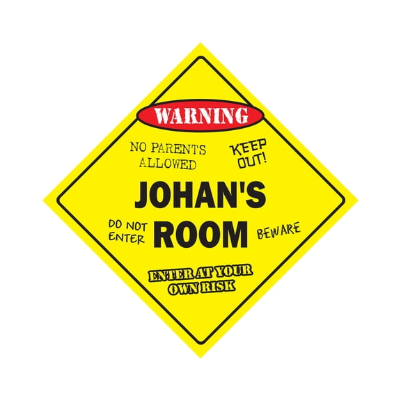 Johan's Room Sign Crossing Zone Xing | Indoor/Outdoor | 12" Tall kids bedroom decor door children's name boy girl