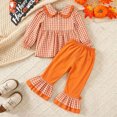 thumbnail image 6 of TOWED22 Toddler Girl Clothes Long Sleeve Outfits Ruffle Top with Waistband Ribbed Pant Set Fall Clothing for Kids Girls,Orange,18-24 M, 6 of 9